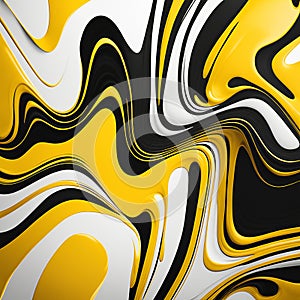 Yellow,black ink splashes isolated on white background