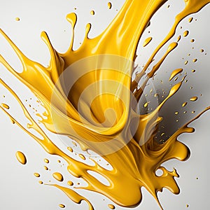 Yellow,black ink splashes isolated on white background