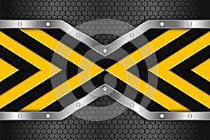 Yellow and black metal texture arrow center line design background