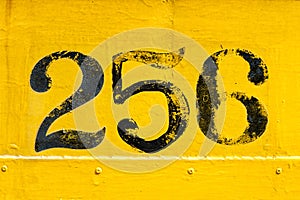 Yellow and black number 256