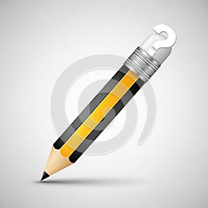 A yellow and black pencil with a sharp graphite tip and a silver ferrule. Instead of a traditional