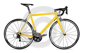 Yellow black racing sport road bike bicycle racer isolated