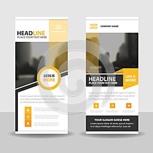 Yellow black roll up business brochure flyer banner design , cover presentation abstract geometric background, modern publication