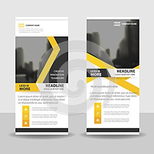 Yellow black roll up business brochure flyer banner design , cover presentation abstract geometric background, modern publication