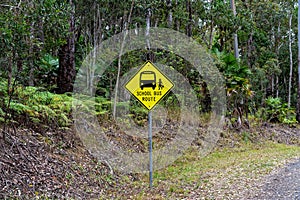 Yellow And Black School Bus Route Sign