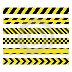 Yellow and black set stripes. Barricade construction tape