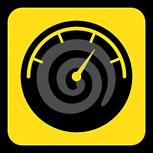 Yellow, black sign - gauge, dial symbol icon