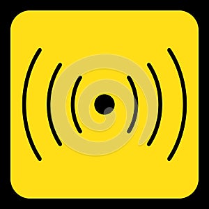 Yellow, black sign - sound, vibration symbol icon