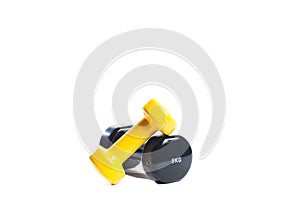 Yellow and black small dumbbells