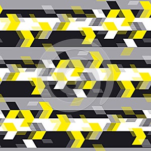 Yellow and black sport style seamless pattern