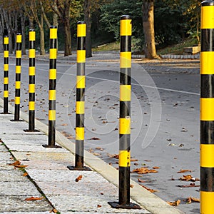 Yellow Black Street Posts