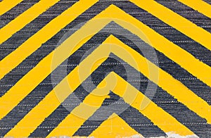 Yellow and Black Stripe warning sign on the danger area