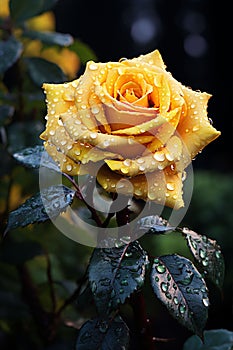yellow and black striped leopard pattern rose, ai generated image