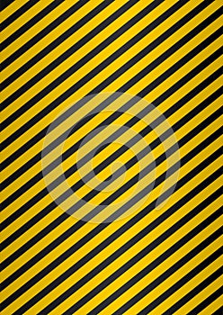 Yellow and black stripes on black perforated background metal