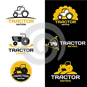 Yellow and black Tractor logo vector set design