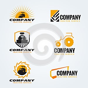 Yellow and black Tractor logo vector set design