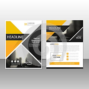 Yellow black triangle annual report Leaflet Brochure Flyer template design, book cover layout design, abstract business