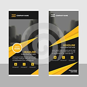 Yellow black triangle roll up business brochure flyer banner design , cover presentation abstract geometric background