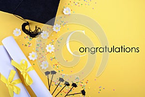 Yellow black and white theme graduation background