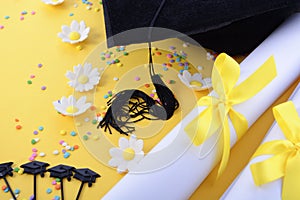 Yellow black and white theme graduation background