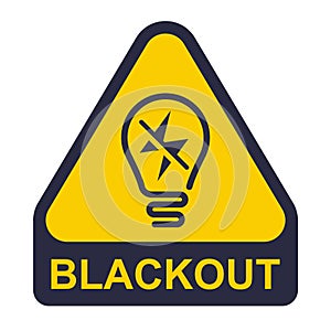 yellow blackout icon. power outage sticker. photo