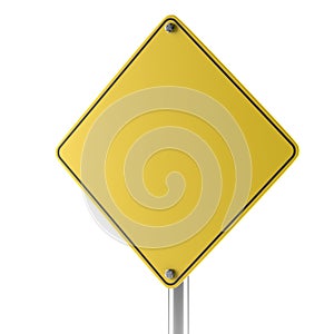 Yellow blank isolated caution sign