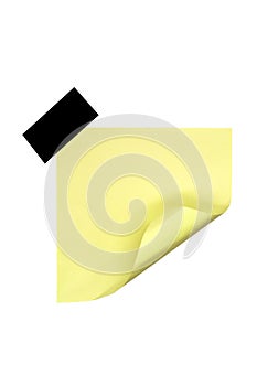 yellow blank notepad with a black adhesive strip