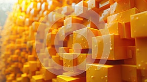 Yellow Block Rotation - Abstract 3D Animation Loop