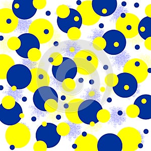 Yellow blue circles shapes, forms. Abstract background