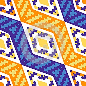 Yellow and blue diagonal african geometric pattern