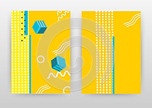 Yellow, blue, dotted white design for annual report, brochure, flyer, poster. Yellow abstract background vector illustration for