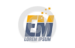 yellow blue EM E M alphabet letter logo company