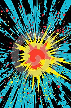 a yellow and blue explosion