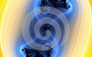 Yellow blue fractal shapes abstract design, lines in motion