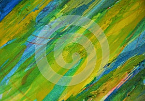 Yellow blue green phosphorescent muddy contrasts, paint watercolor creative background