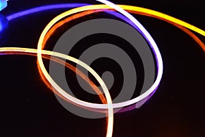 Yellow and blue light wire, a light guide wire with different light transmission, light spectrum, and light effects located in a c