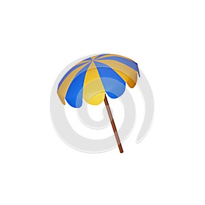 Yellow And Blue Open Umbrella 3D Render