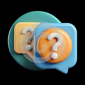 Yellow and blue question mark speech bubbles dialogue communication