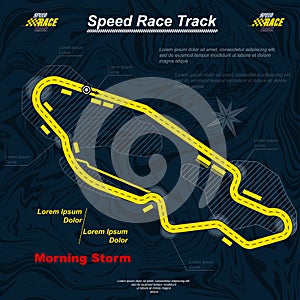 Yellow and blue race track banner