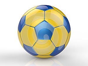 Yellow and blue soccer ball