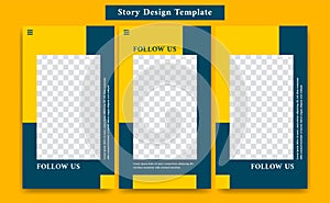 Yellow Blue social media Instagram story template with casual sporty and formal style frame template for promotion and personal