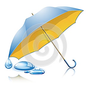 Yellow-blue umbrella with drops