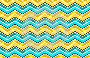 Yellow and blue zig zag seamless pattern