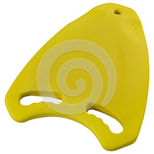 Yellow board for swimming in a pool or pond, on a white background