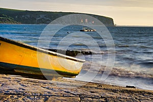 Yellow boat early morning