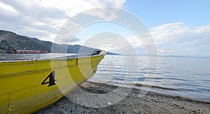 Yellow boat number four , Ohrid Lake, Albania