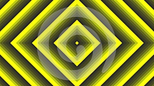 Yellow bold square simple flat geometric on dark grey black background loop. Quadratic radio waves endless creative animation.