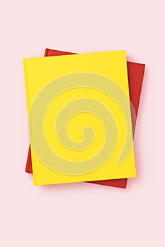 Yellow book cover mockup on pink background