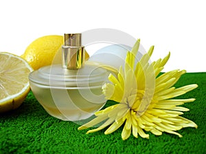 Yellow bottle of perfume