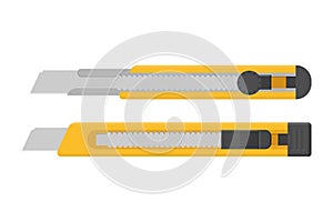 Yellow box cutter vector illustration isolated